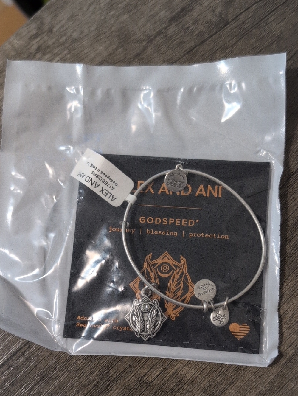 Alex and Ani Silver Godspeed Charm Bangle with Three Charms